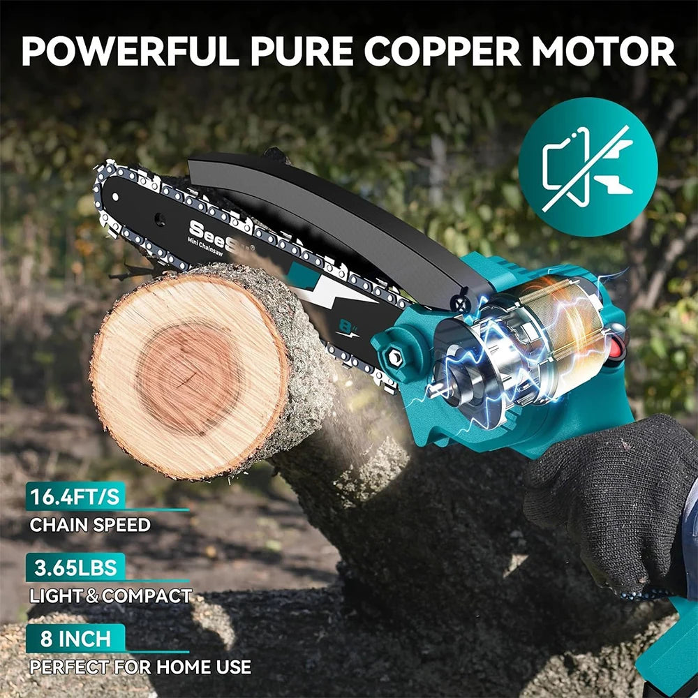 SeeSii Mini Cordless Chainsaw Kit For Wood Pruning