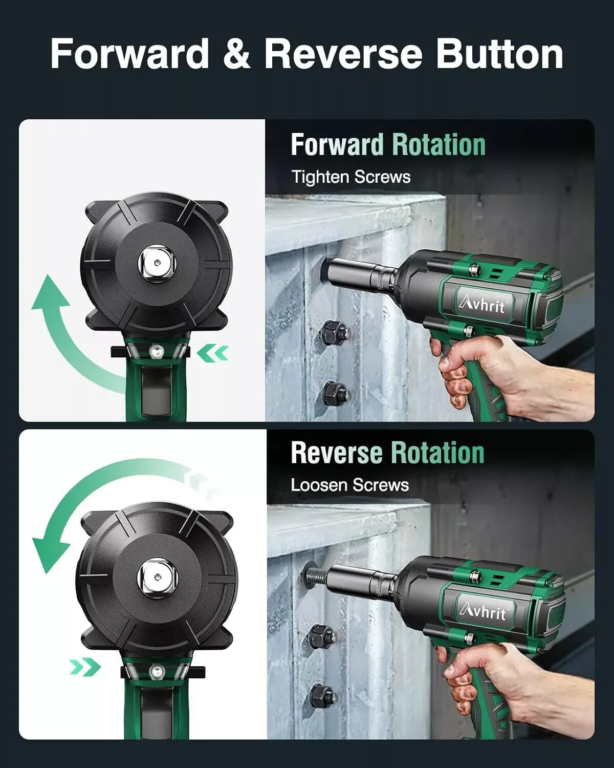 AVHRIT Half Inch Brushless Cordless Impact Wrench 1000Nm AT450