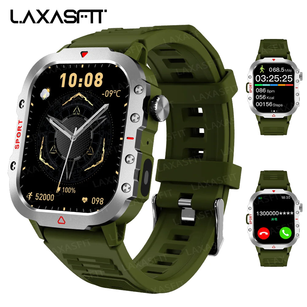 LAXASFIT Smart Watch Bluetooth Voice Call LED Flashlight Health Monitor