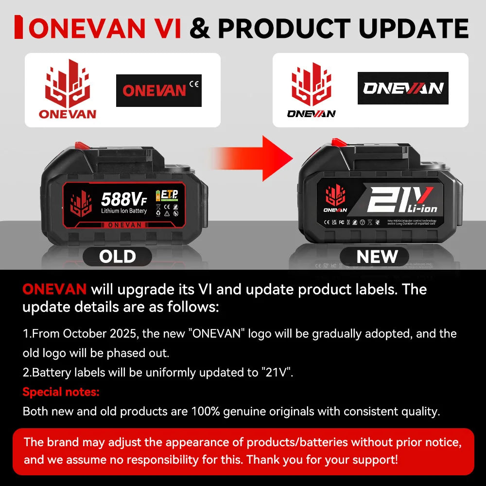 ONEVAN 2000W Brushless Turbo Fan Cordless Leaf Blower