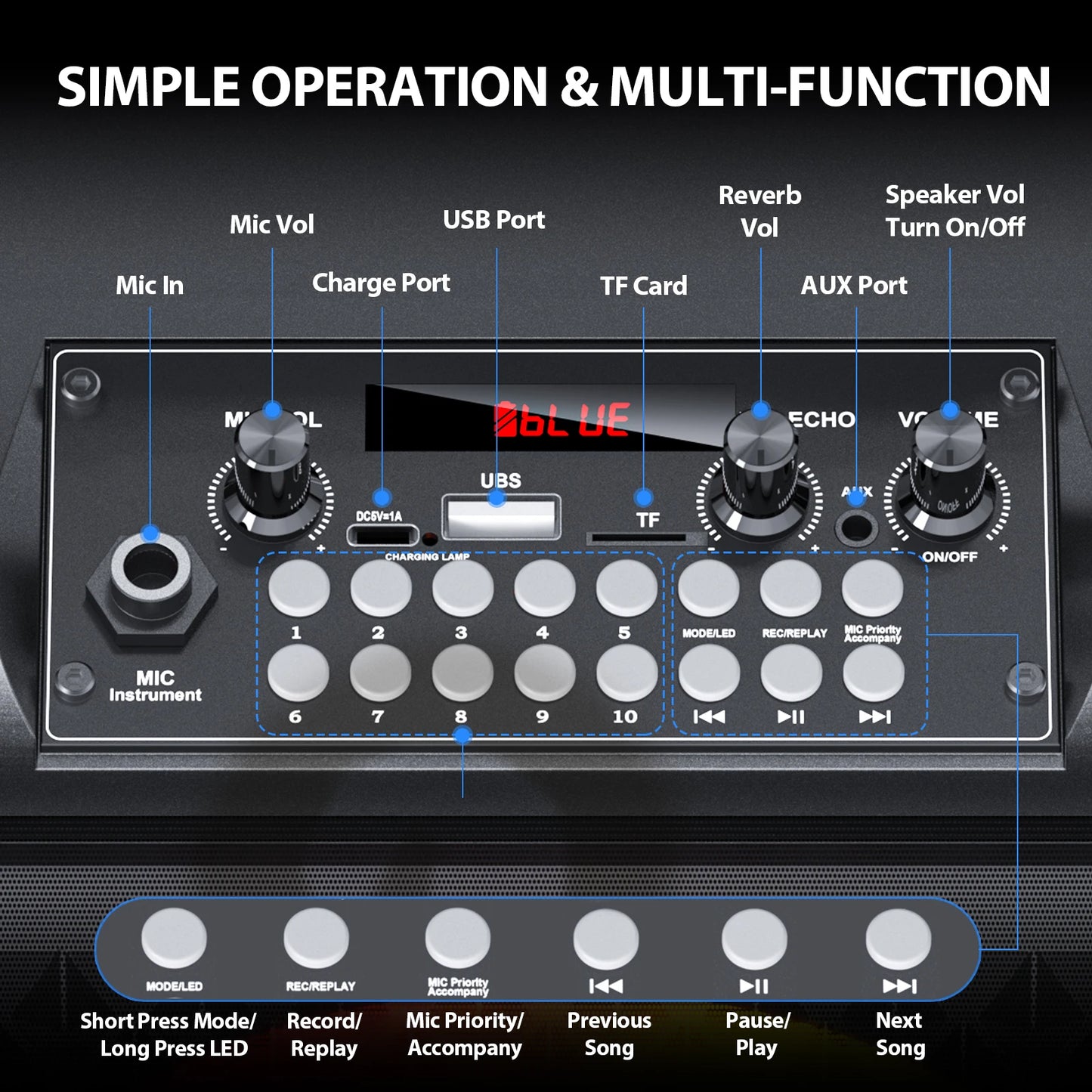 FanFun Wireless Karaoke Bluetooth Speaker With Microphone