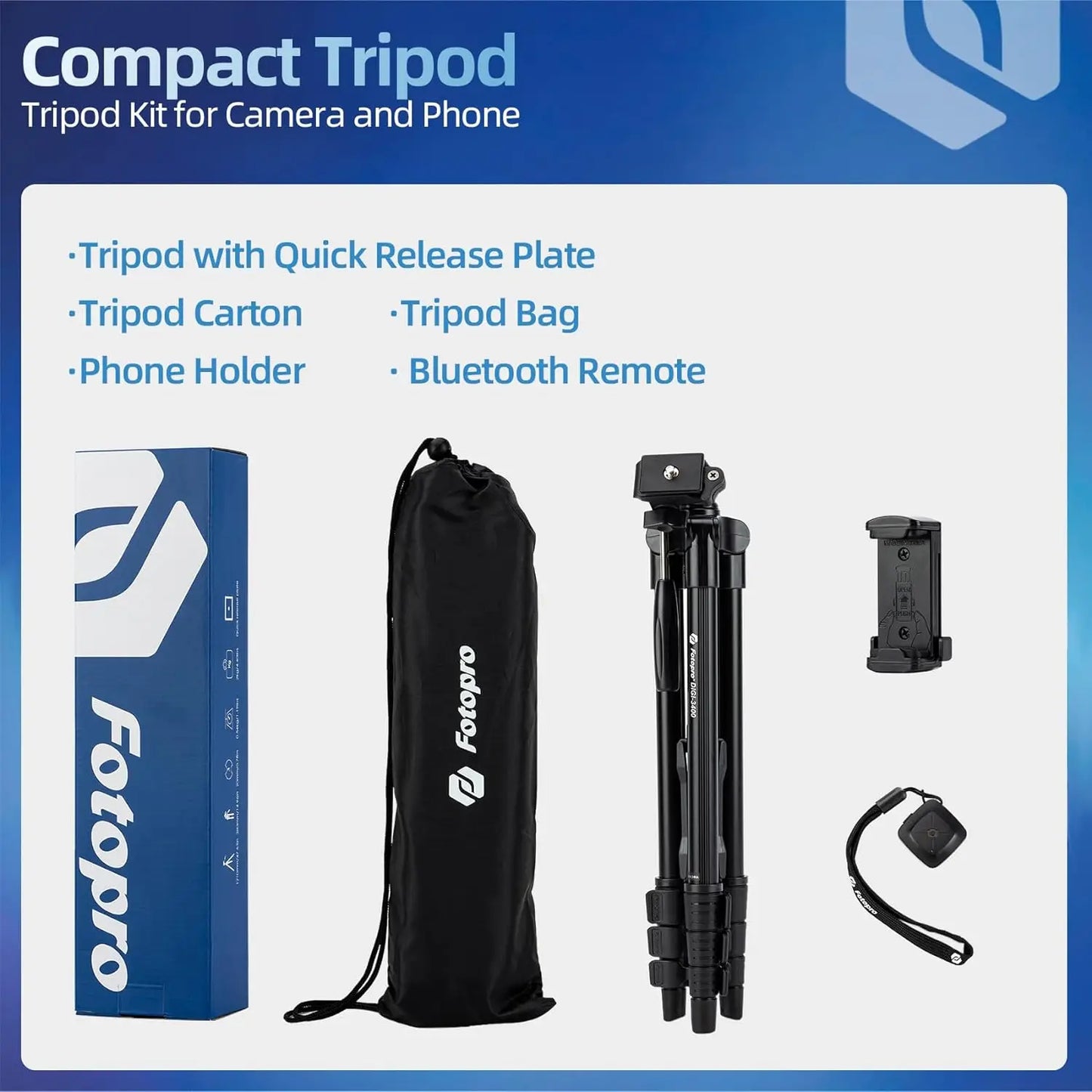 Fotopro DIGI-3400 Camera Tripod With Wireless Remote