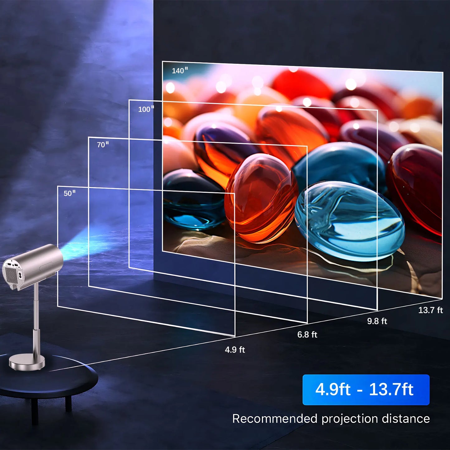 FEEL WOW Mini Android Portable Projector 1080p 4K WiFi Bluetooth TS3