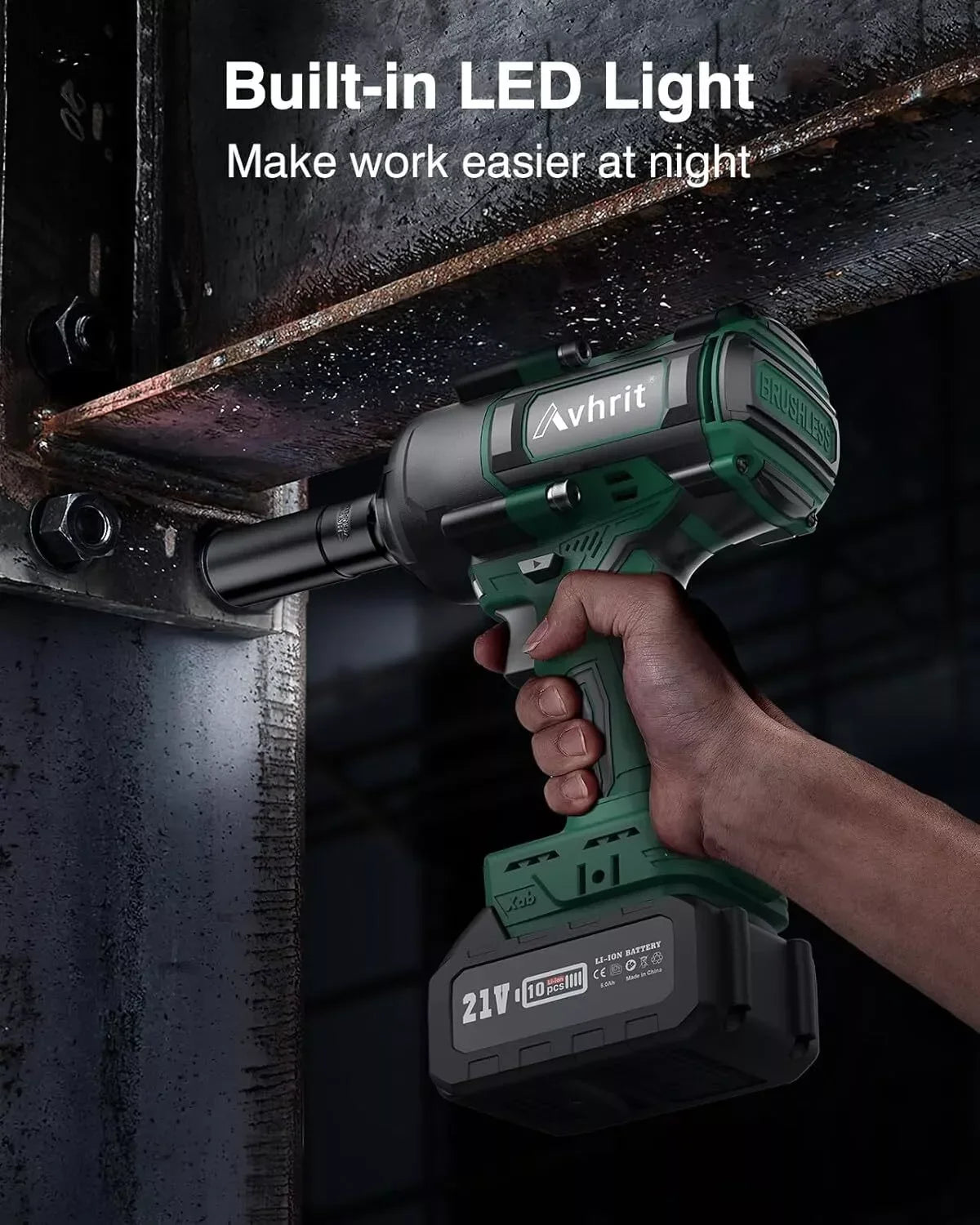 AVHRIT Half Inch Brushless Cordless Impact Wrench 1000Nm AT450