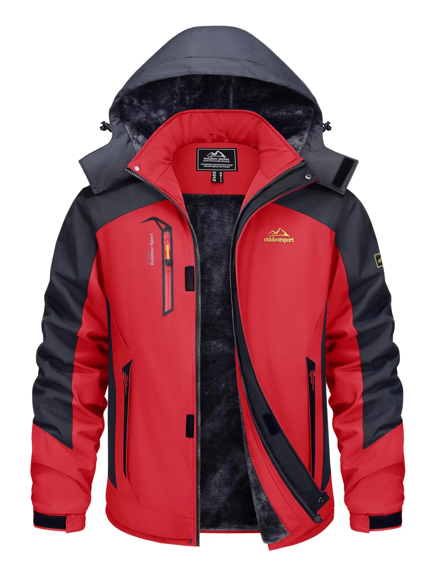 Cavva Men's Water Resistant Winter Ski Jacket With Hood Multi Pocket Parka