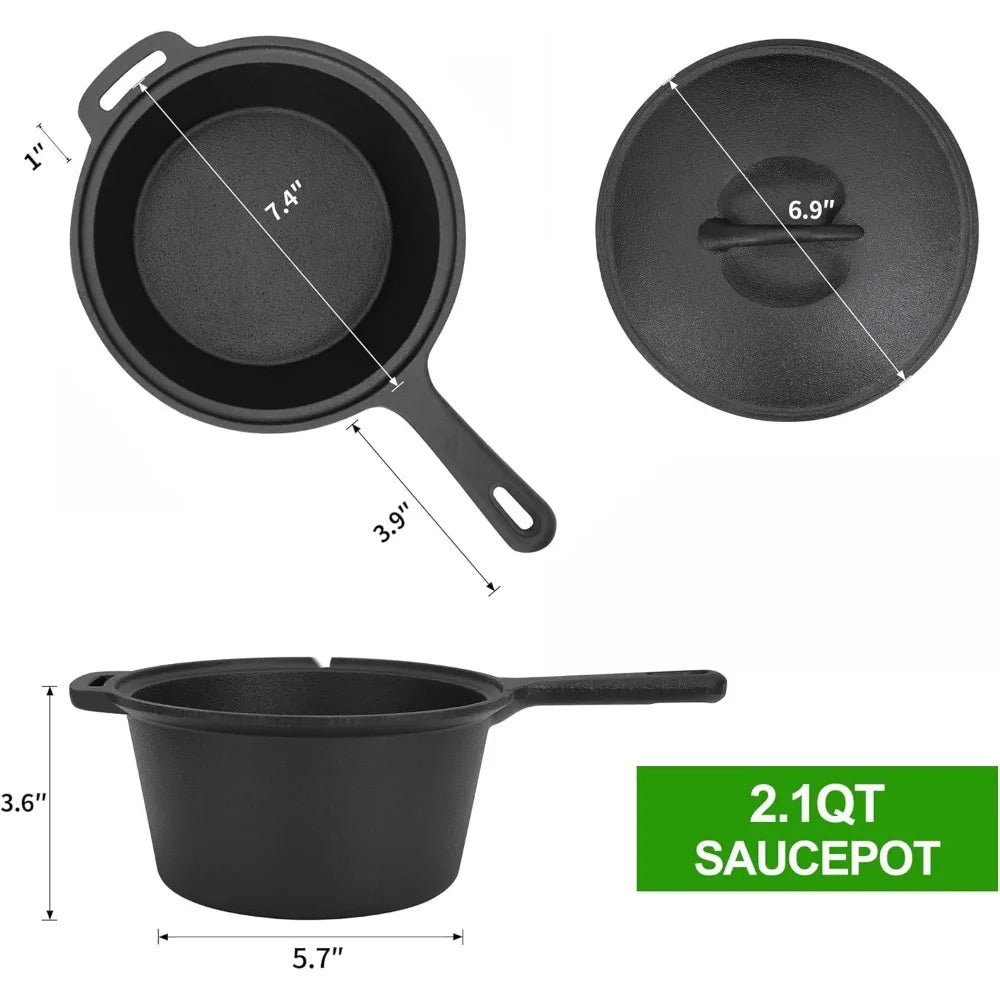 YTYIN Cast Iron Camping Cookware Set