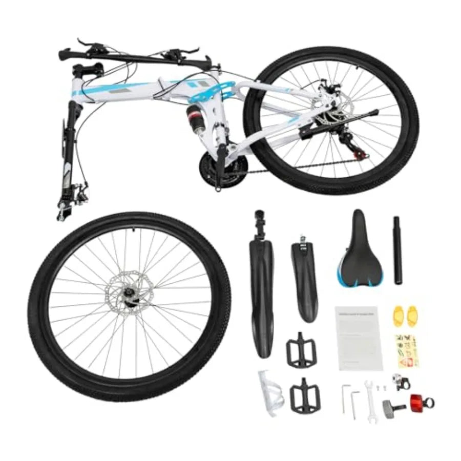 Fork 26 Inch Folding Mountain Bike 21 Speed Aluminum Frame