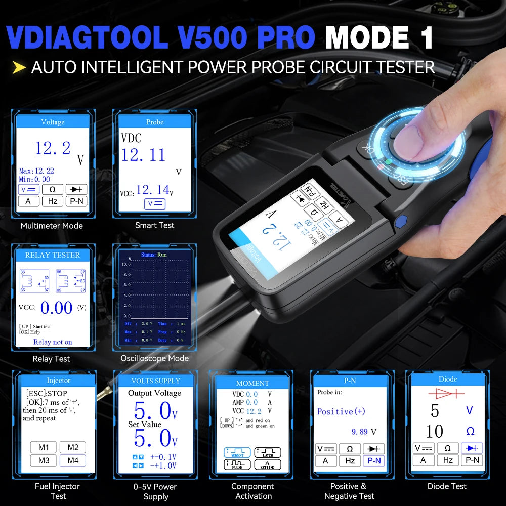 VDIAGTOOL V500PRO 2-in-1 Automotive Power Probe Tool Multimeter Oscilloscope