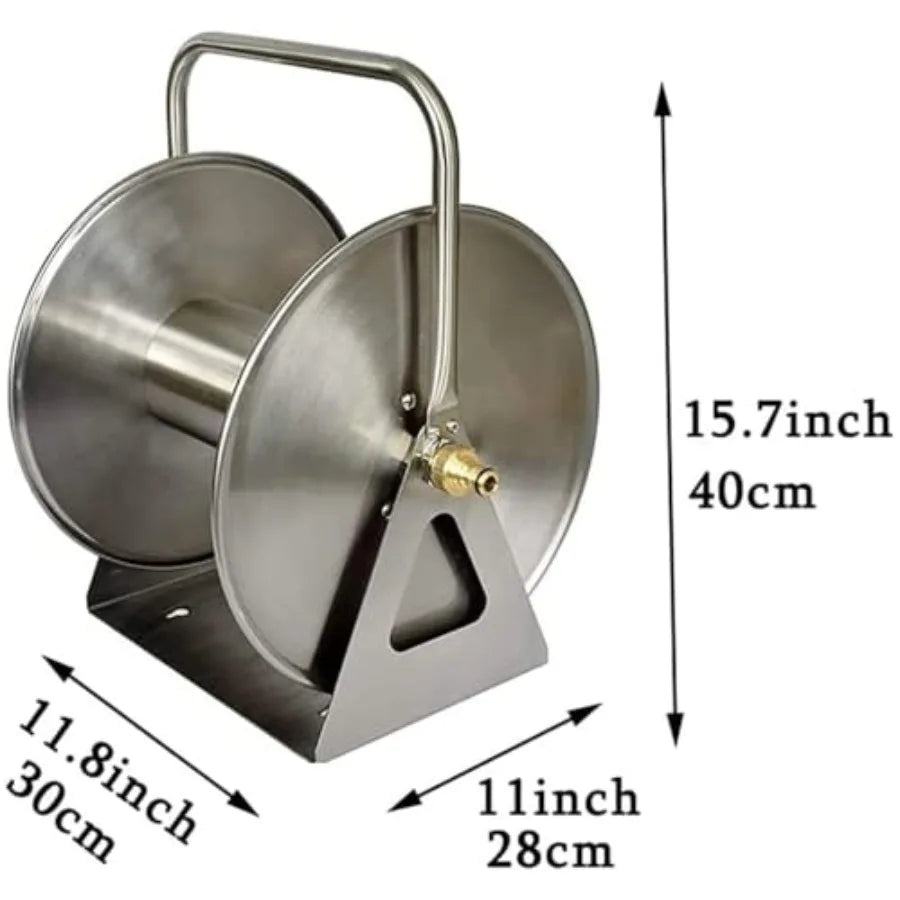 Stainless Steel Garden Hose Reel Wall Mount With Inlet Hose