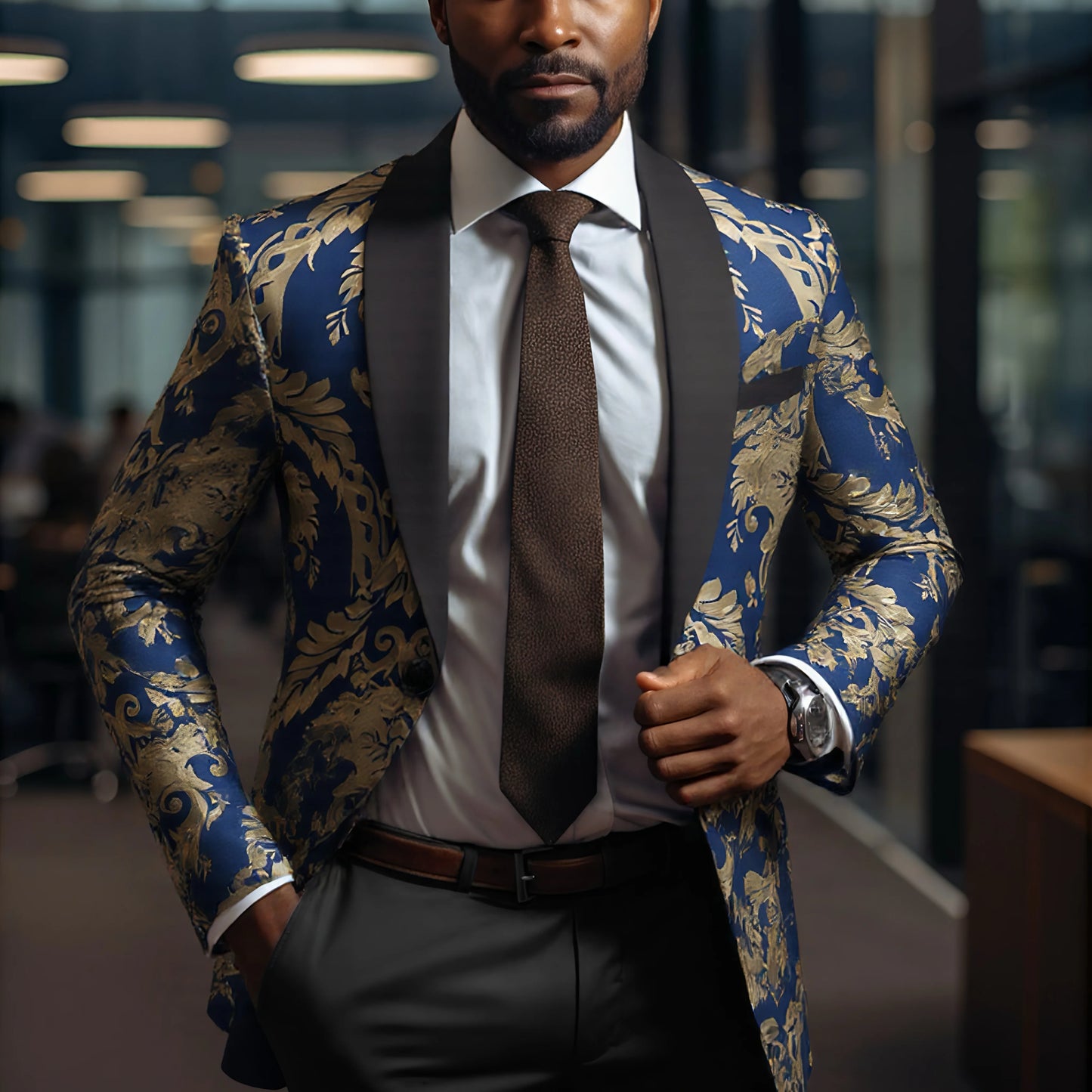 CN Jiangsu Men's Shawl Lapel Slim Fit Suit Jacket