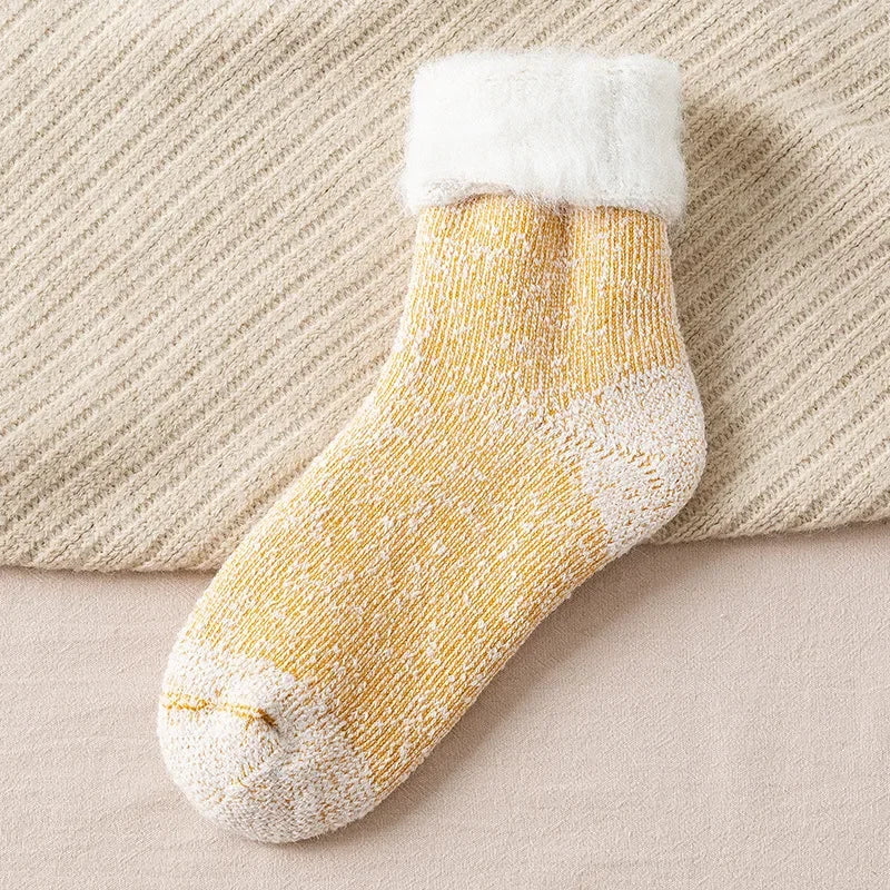 Plush Wool Socks For Women Winter Crew Fuzzy Velvet Hosiery