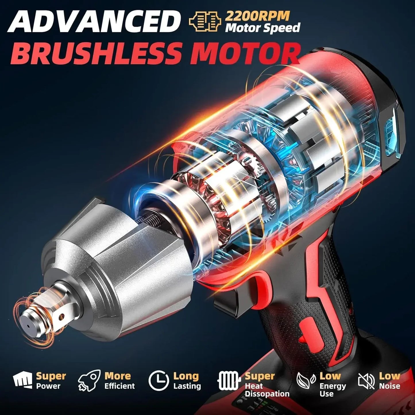 AVHRIT Cordless Impact Wrench Brushless 650Nm Performance Kit