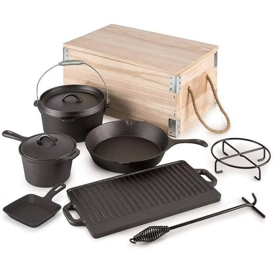 YTYIN Cast Iron Camping Cookware Set