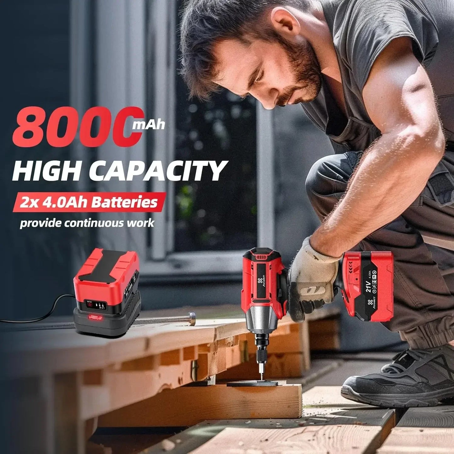 AVHRIT Cordless Impact Wrench Brushless 650Nm Performance Kit