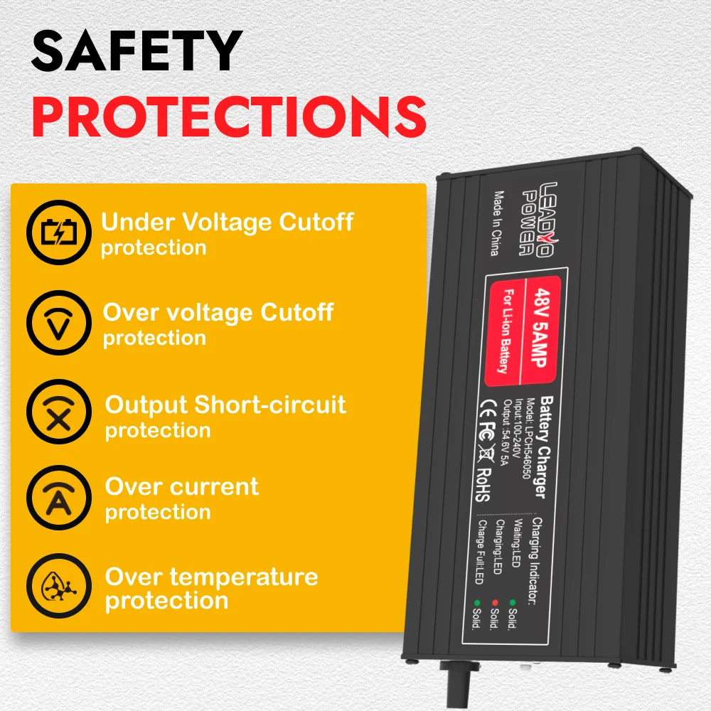 Lifepo4 Power 54.6V to 67.2V 5A Lithium Battery Charger