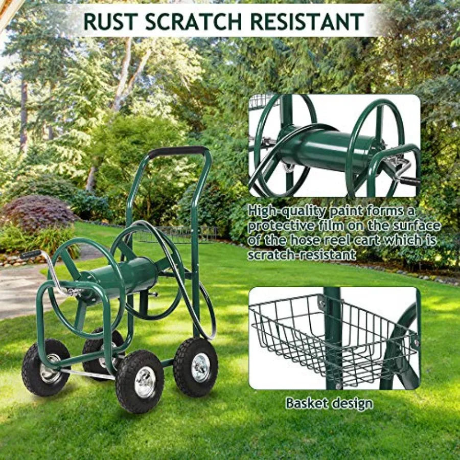 High-concerned Patio Hose Reel Cart With Wheels For Lawn Care