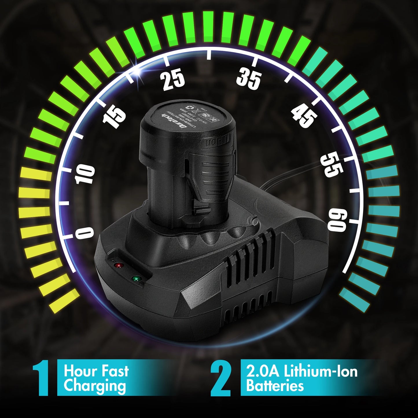 DURATECH 12V Cordless Electric Ratchet Wrench Set With 2x 2.0Ah Batteries