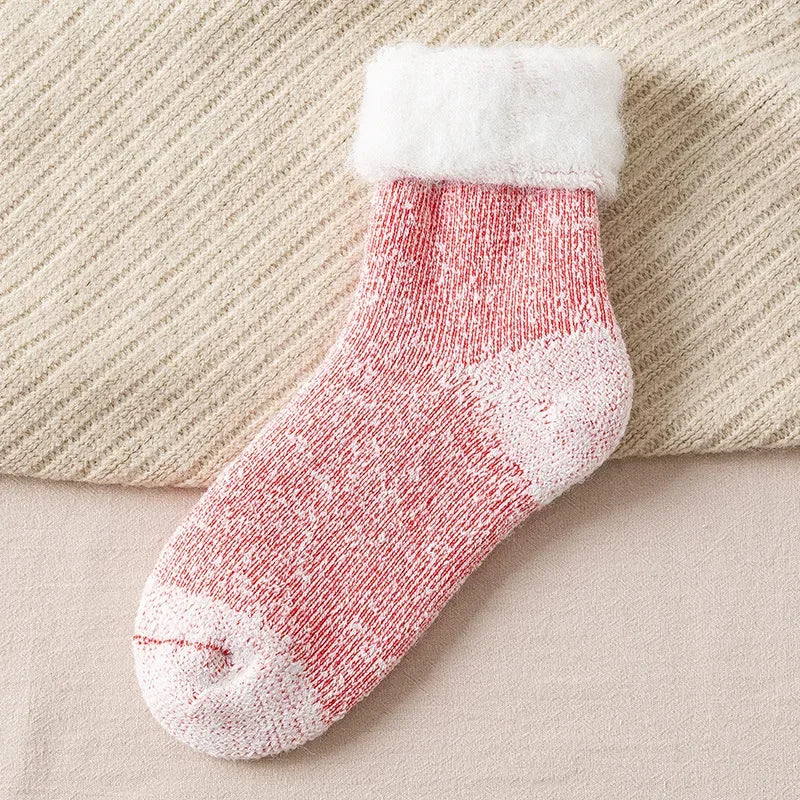 Plush Wool Socks For Women Winter Crew Fuzzy Velvet Hosiery