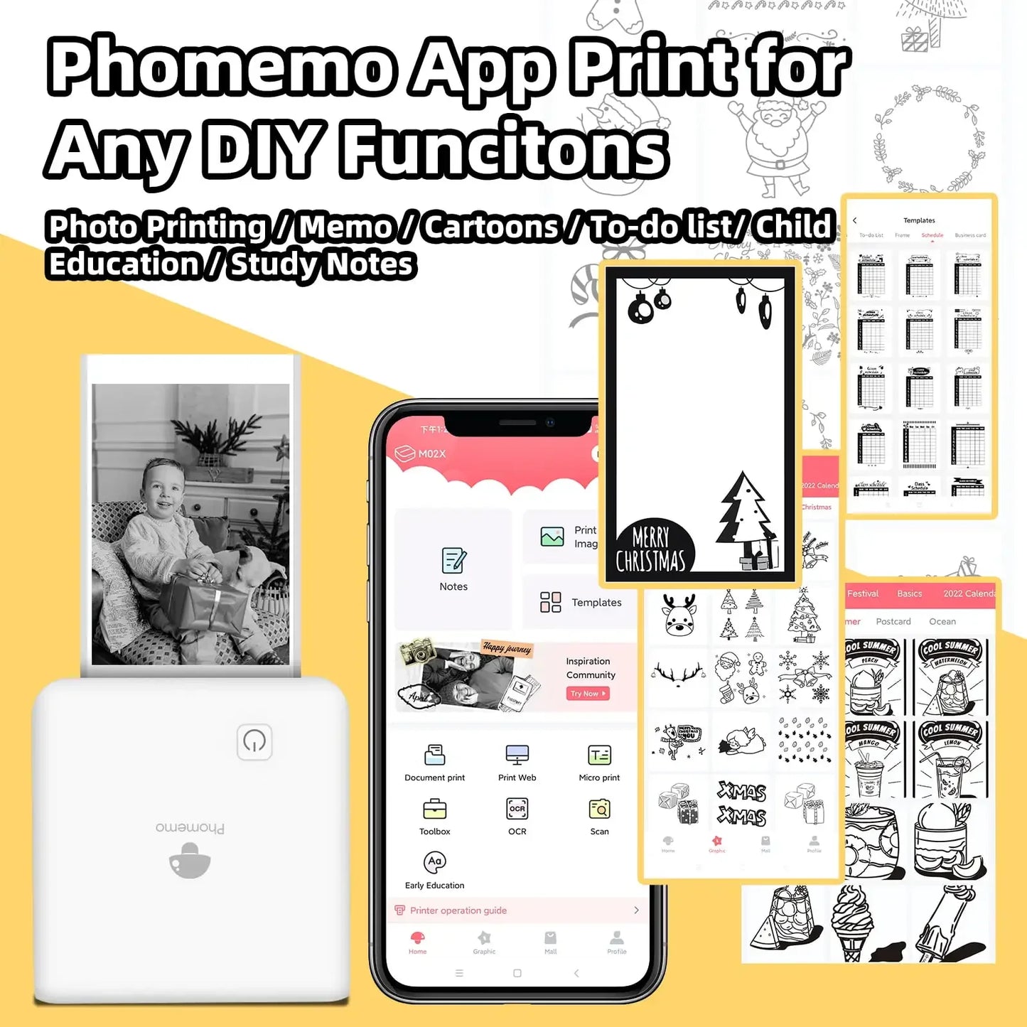 Phomemo M02 Pro Pocket Printer Bluetooth Thermal For iOS Android