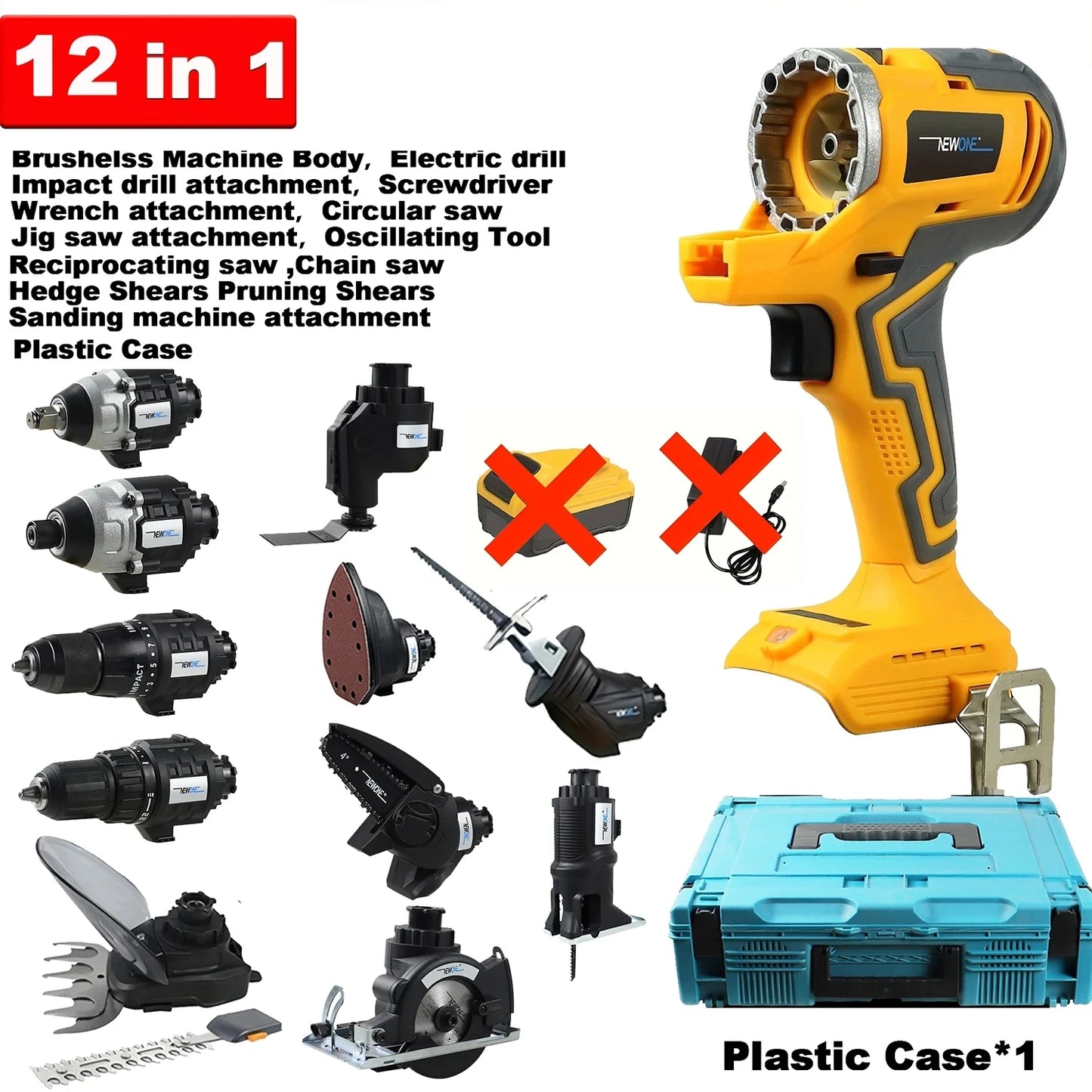 NewoneDIY Brushless 12-In-1 Multifunction Power Tool Set