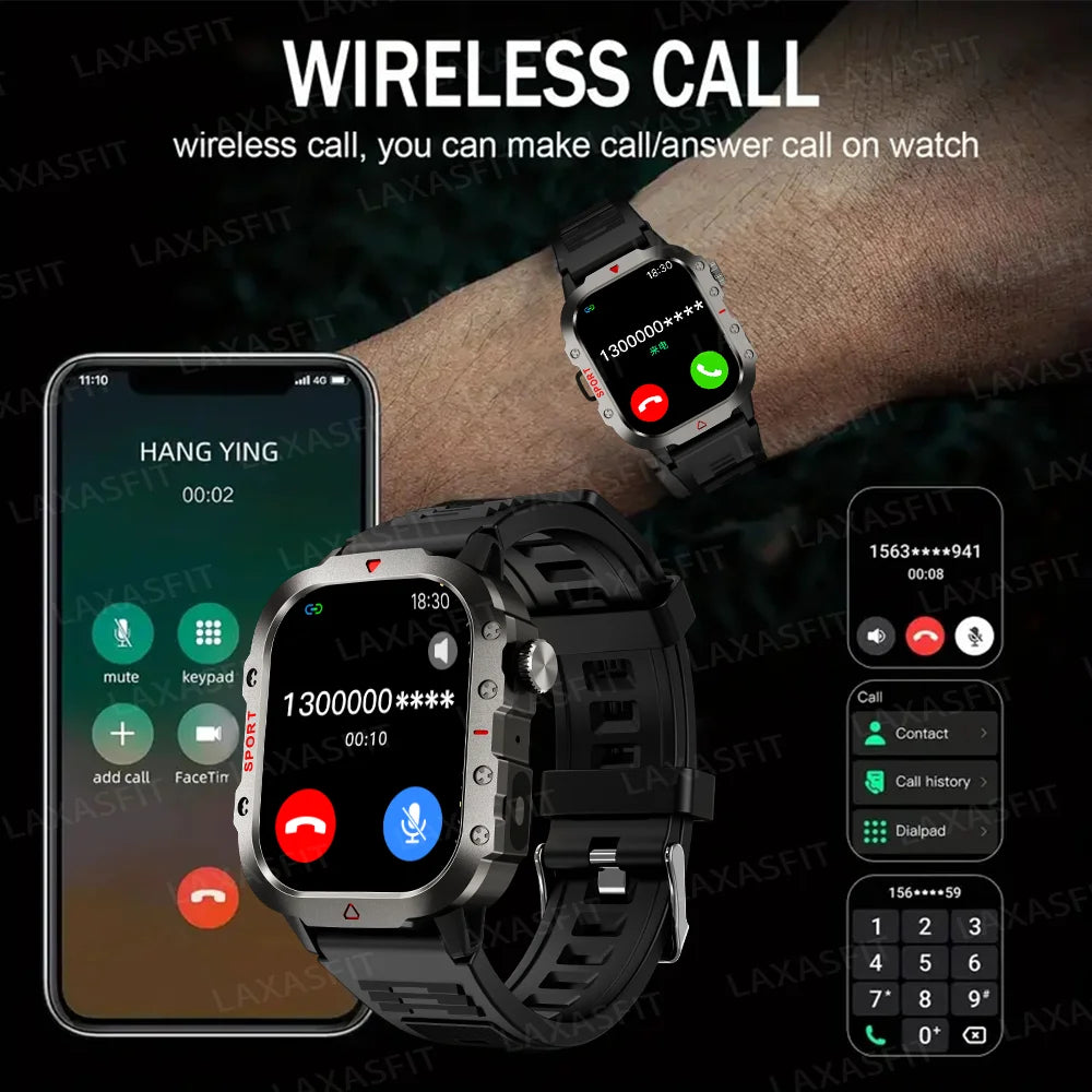 LAXASFIT Smart Watch Bluetooth Voice Call LED Flashlight Health Monitor