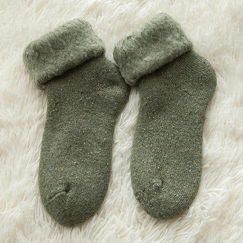 Plush Wool Socks For Women Winter Crew Fuzzy Velvet Hosiery