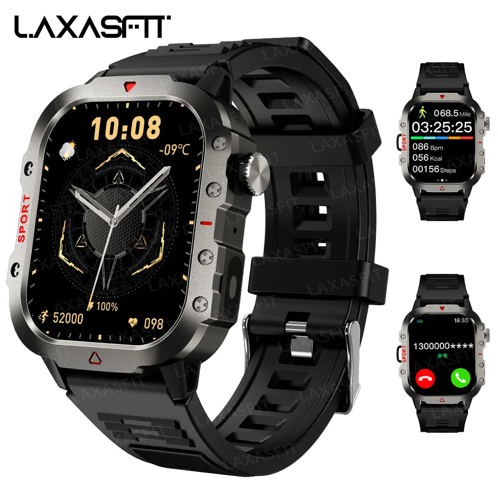 LAXASFIT Smart Watch Bluetooth Voice Call LED Flashlight Health Monitor