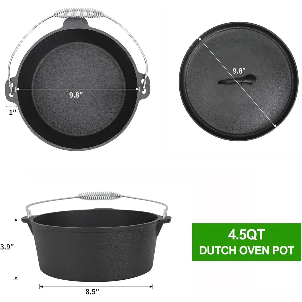 YTYIN Cast Iron Camping Cookware Set