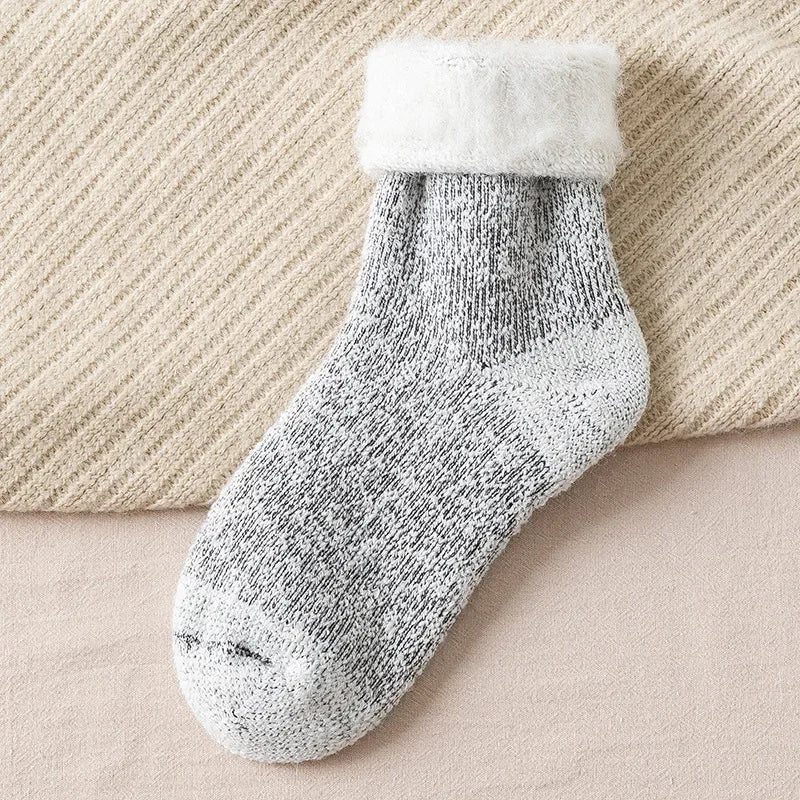 Plush Wool Socks For Women Winter Crew Fuzzy Velvet Hosiery