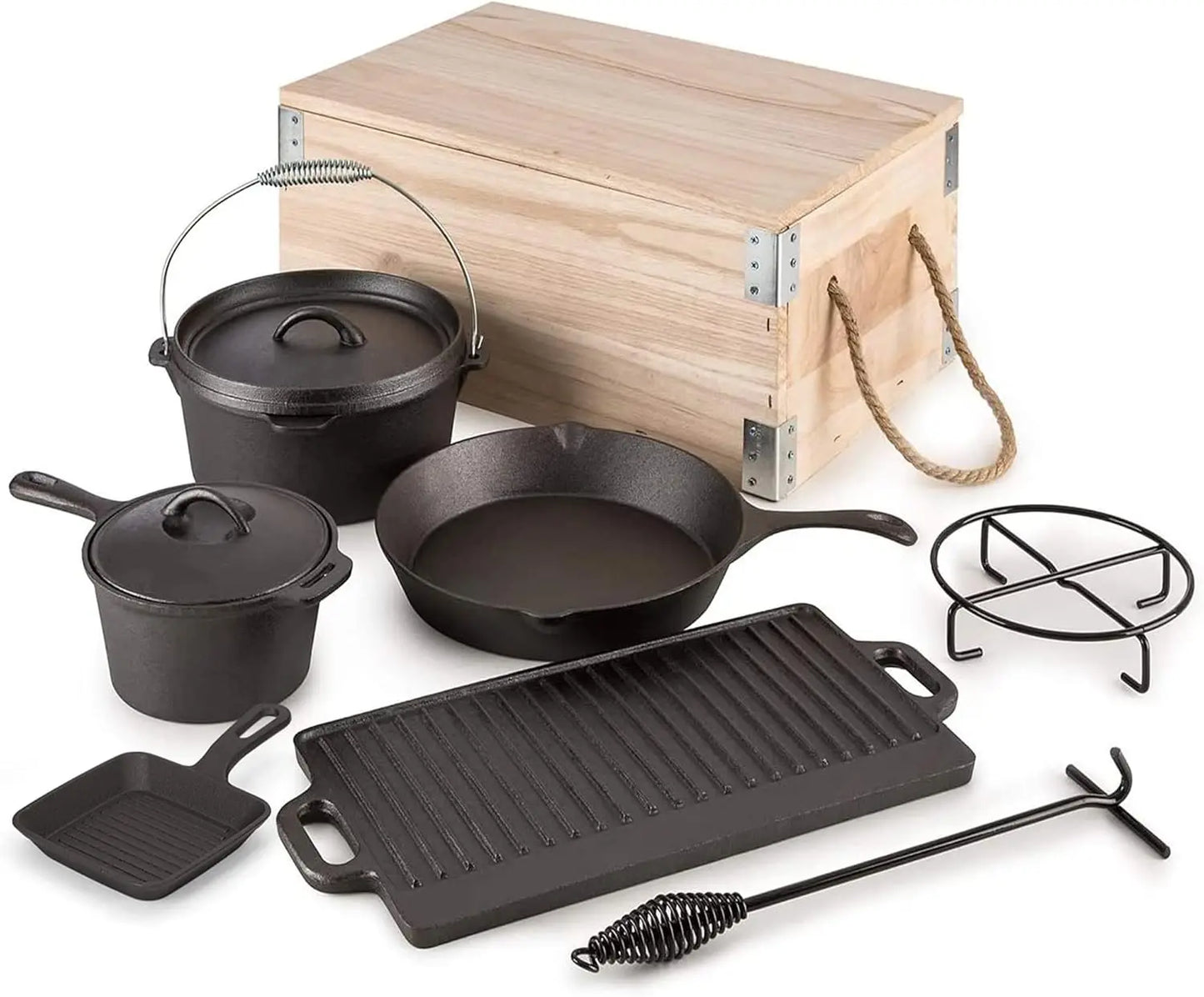 YTYIN Cast Iron Camping Cookware Set