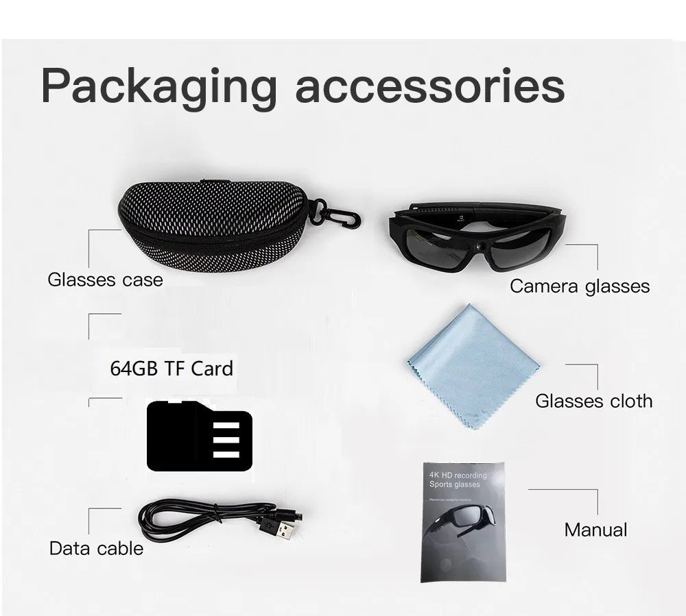 KIDKD 4K Video Glasses HD Smart Recorder For Motorcycles