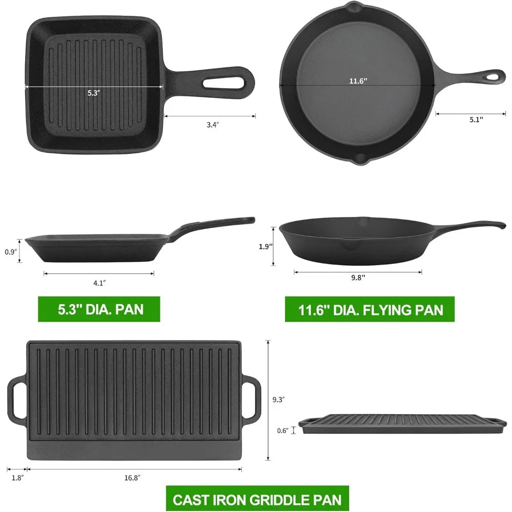 YTYIN Cast Iron Camping Cookware Set