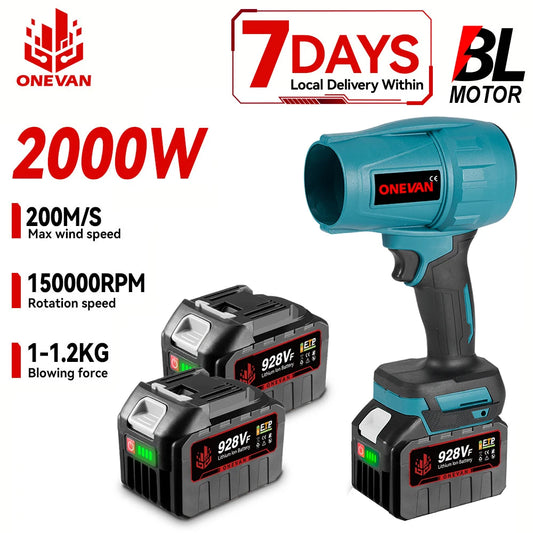 ONEVAN 2000W Brushless Turbo Fan Cordless Leaf Blower