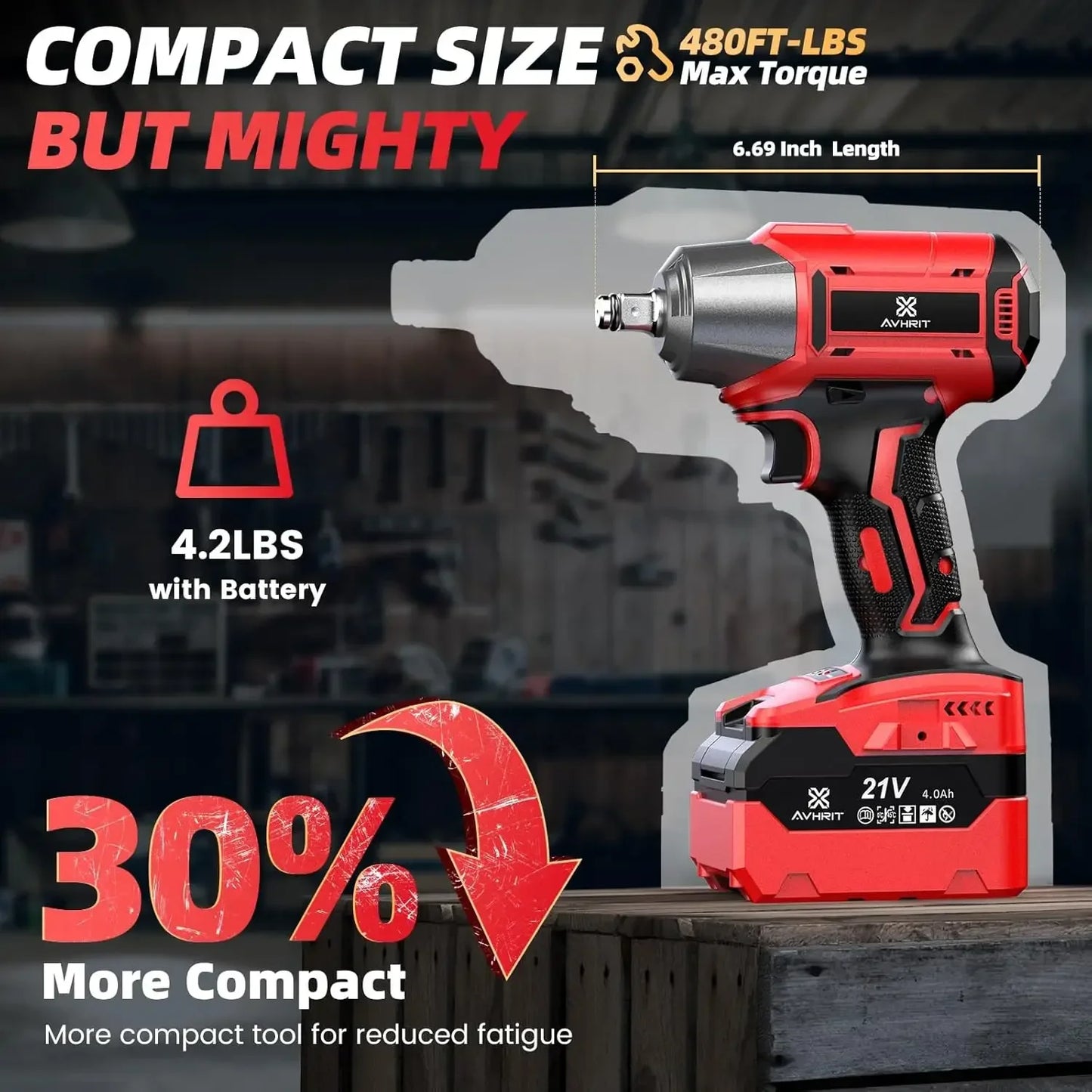 AVHRIT Cordless Impact Wrench Brushless 650Nm Performance Kit