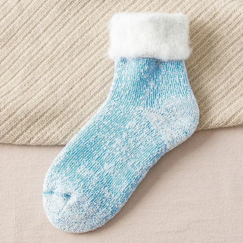 Plush Wool Socks For Women Winter Crew Fuzzy Velvet Hosiery