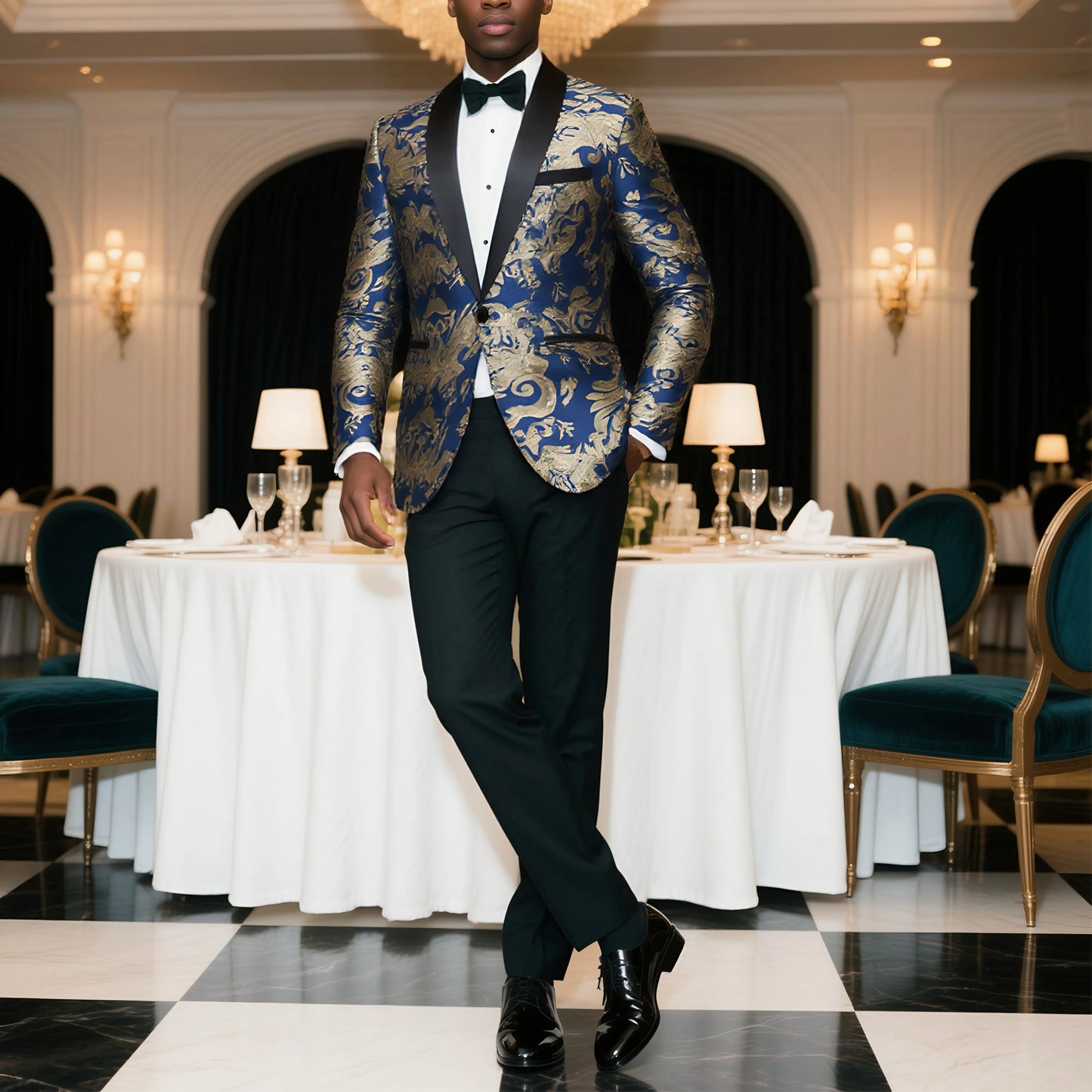 CN Jiangsu Men's Shawl Lapel Slim Fit Suit Jacket