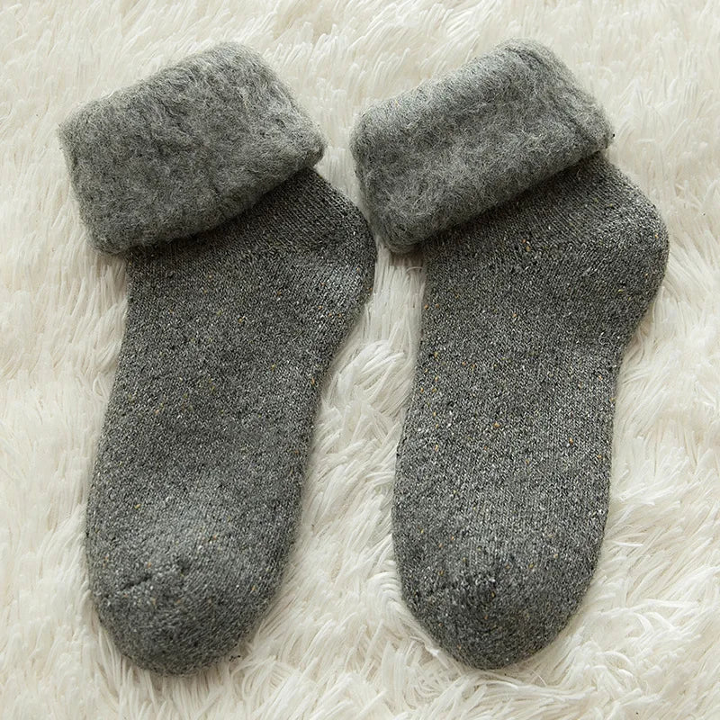 Plush Wool Socks For Women Winter Crew Fuzzy Velvet Hosiery
