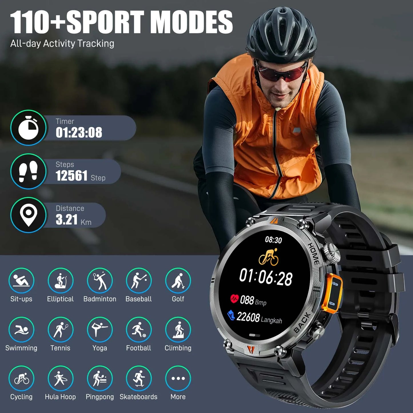 EIGIIS Bluetooth Call Smartwatch For Men With Heart Rate Monitor
