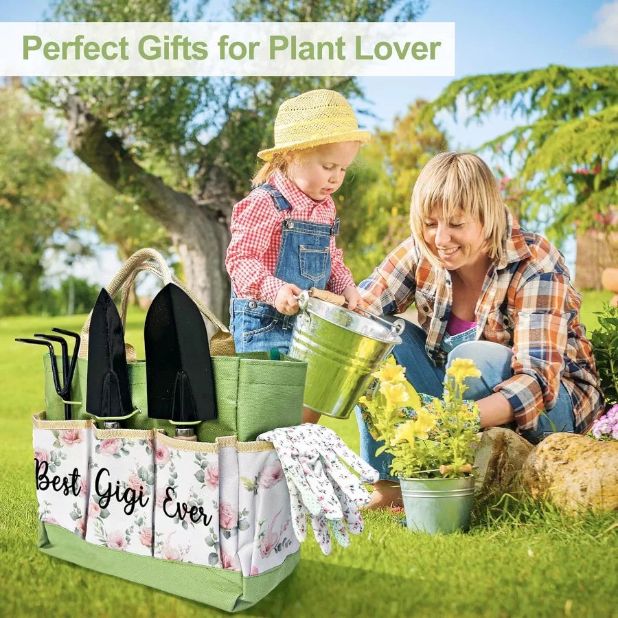 Hign-concerned Floral Gardening Tools Gift Set With Durable Organizer Tote