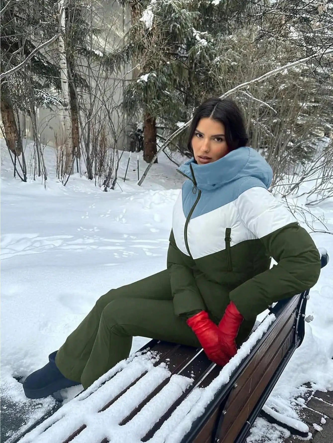 Fisoew Womens Thermal Snowsuit Waterproof One Piece Ski Suit