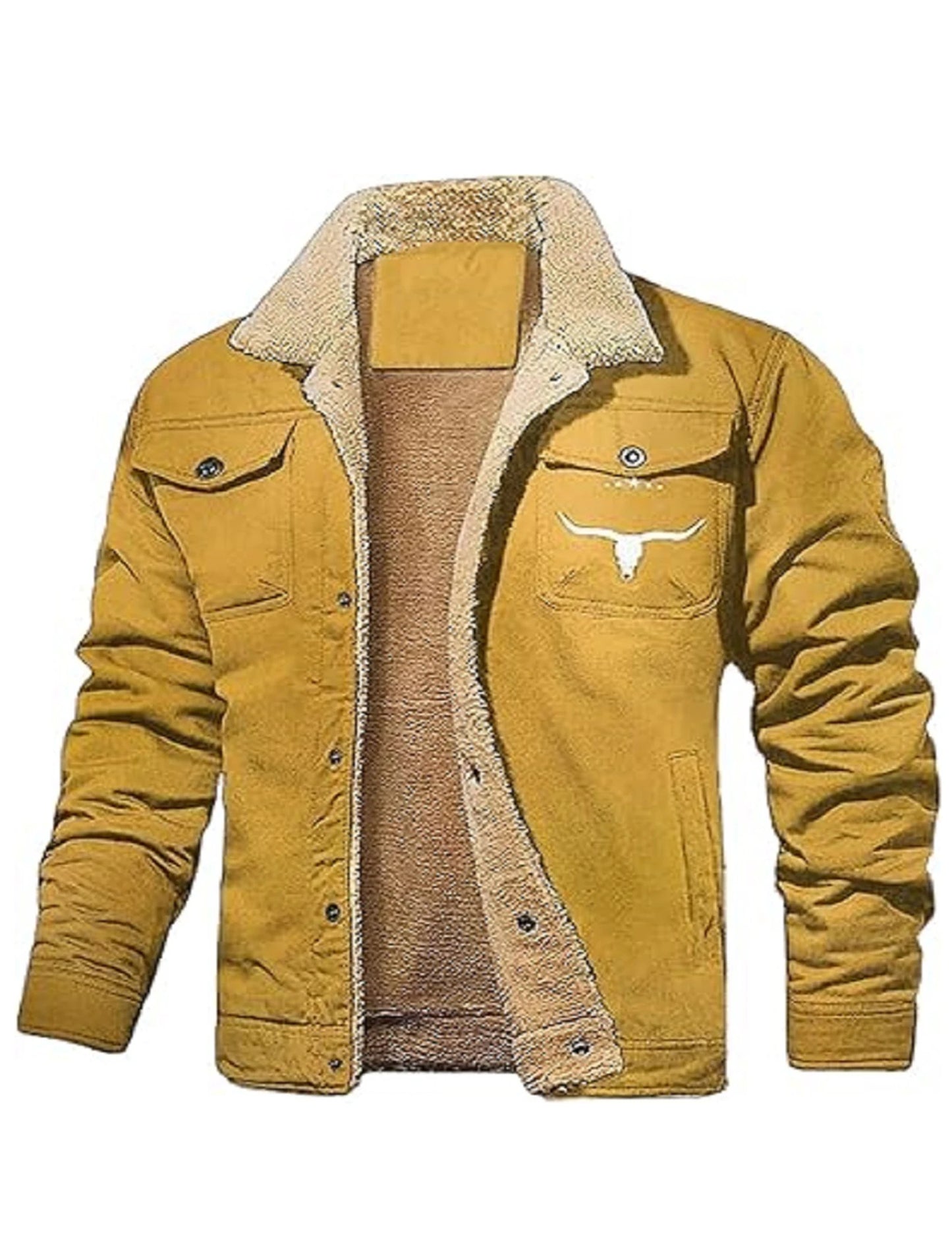 APWIKOGER Mens Retro Western Winter Fleece Lined Coat