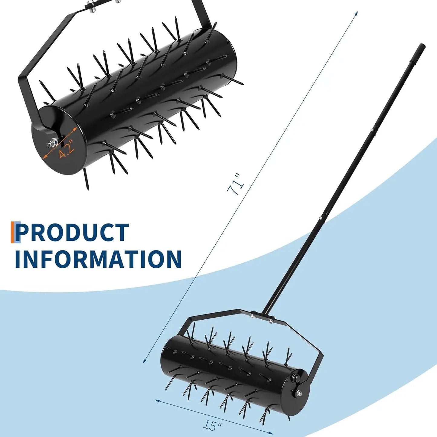 HiMISS Manual Roller Lawn Aerator With Pre Attached Spike