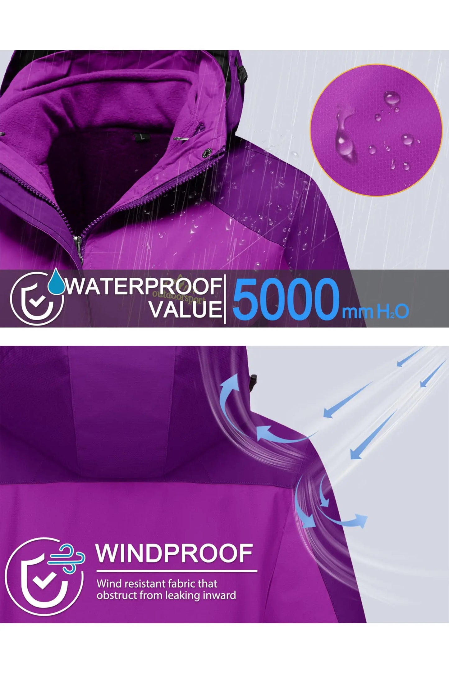 Cavva Women's 3-in-1 Waterproof Windproof Jacket