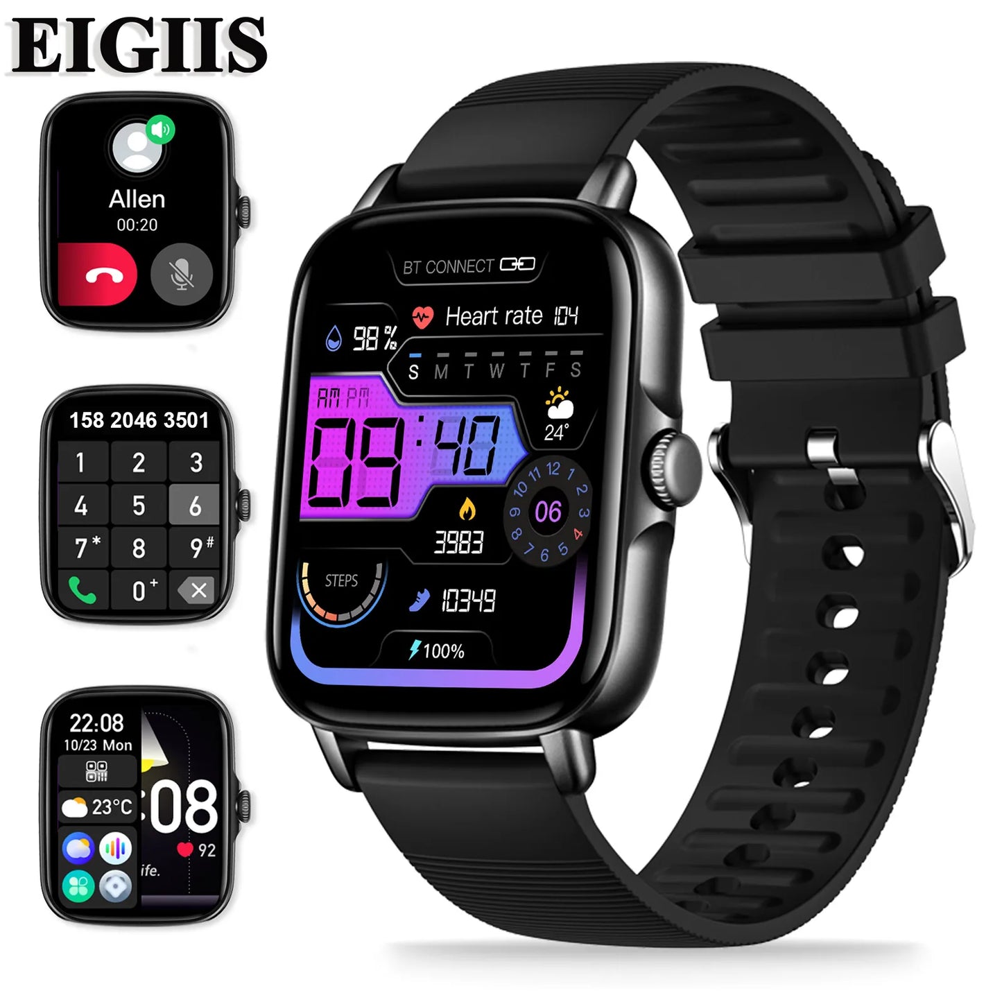 EIGIIS Smart Watch For Men Women Heart Rate Sleep Monitor