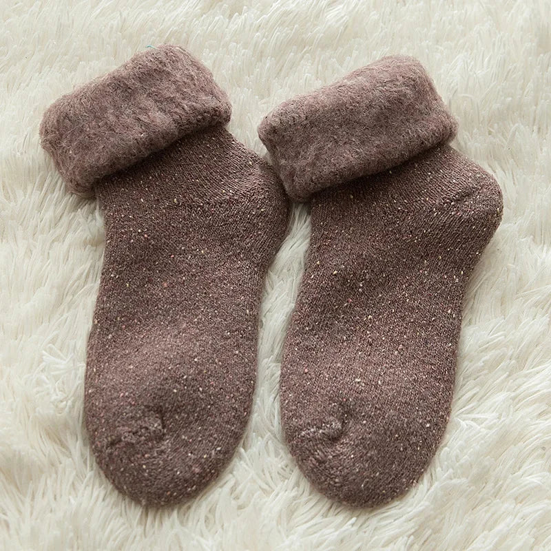 Plush Wool Socks For Women Winter Crew Fuzzy Velvet Hosiery