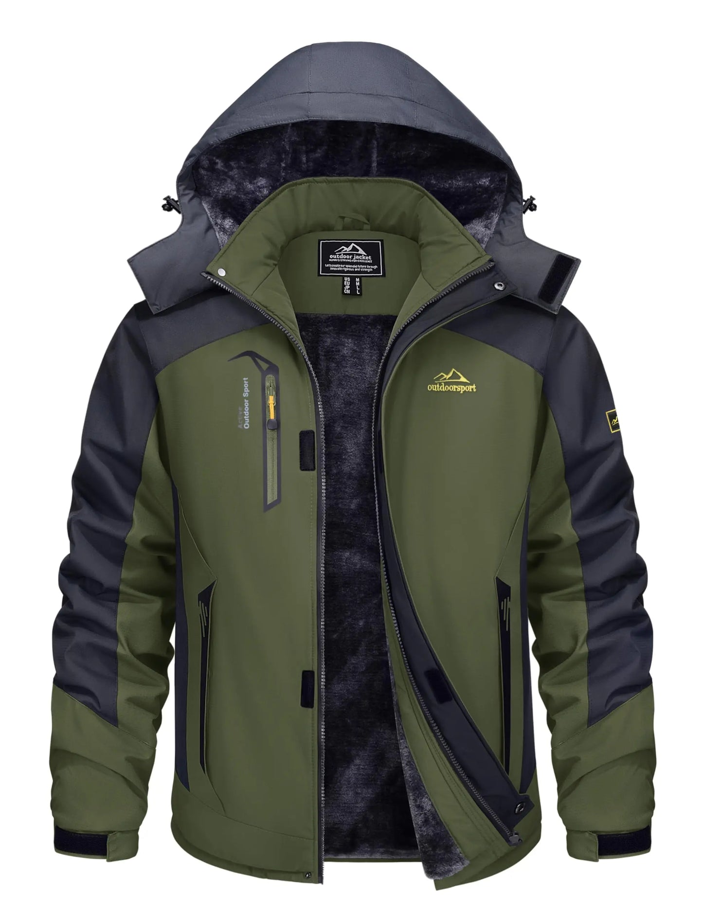 Cavva Men's Water Resistant Winter Ski Jacket With Hood Multi Pocket Parka