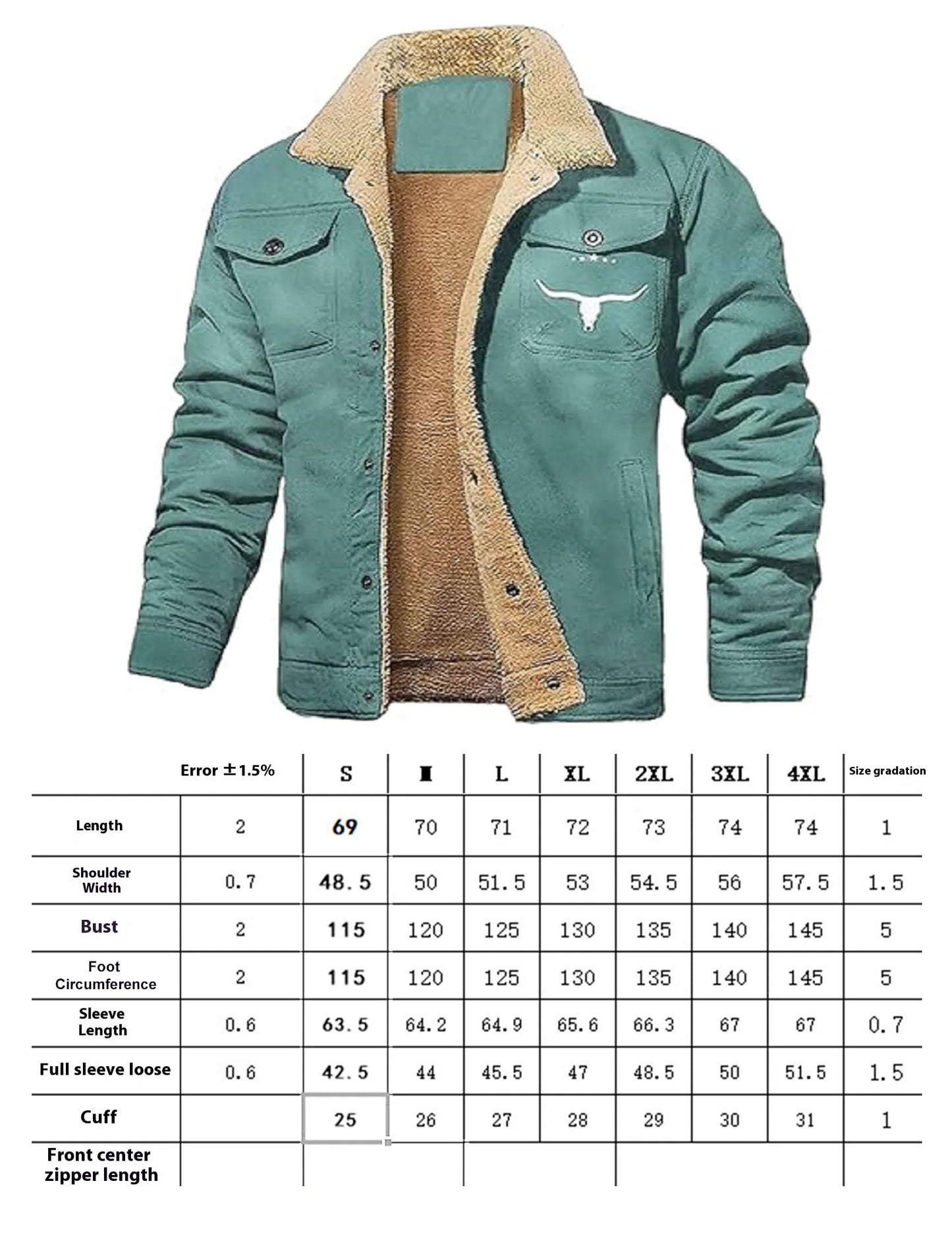 APWIKOGER Mens Retro Western Winter Fleece Lined Coat