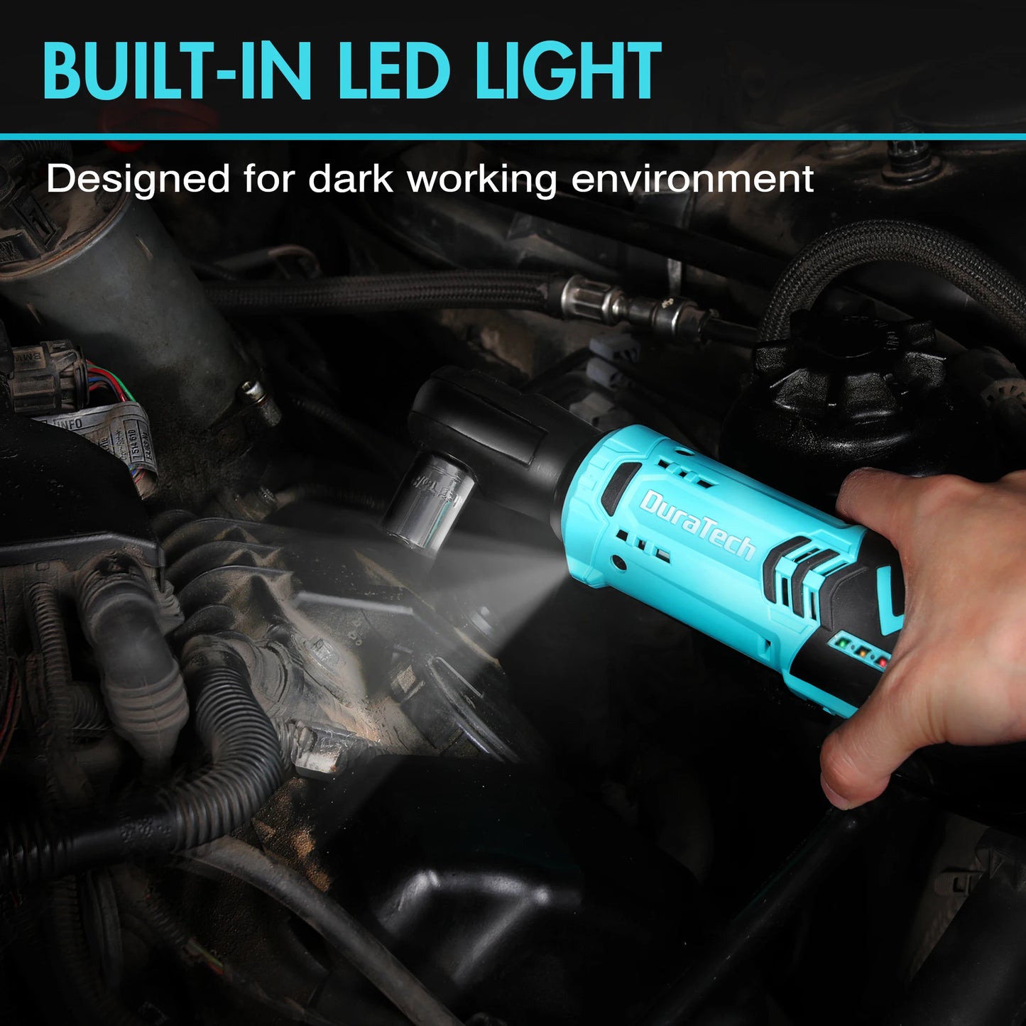 DURATECH 12V Cordless Electric Ratchet Wrench Set With 2x 2.0Ah Batteries