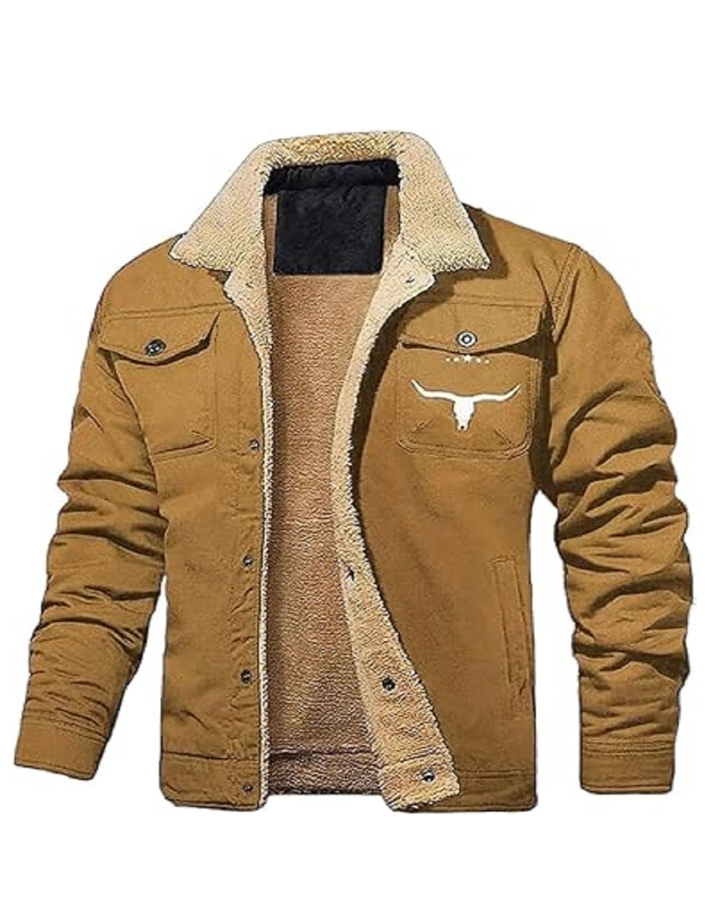 APWIKOGER Mens Retro Western Winter Fleece Lined Coat