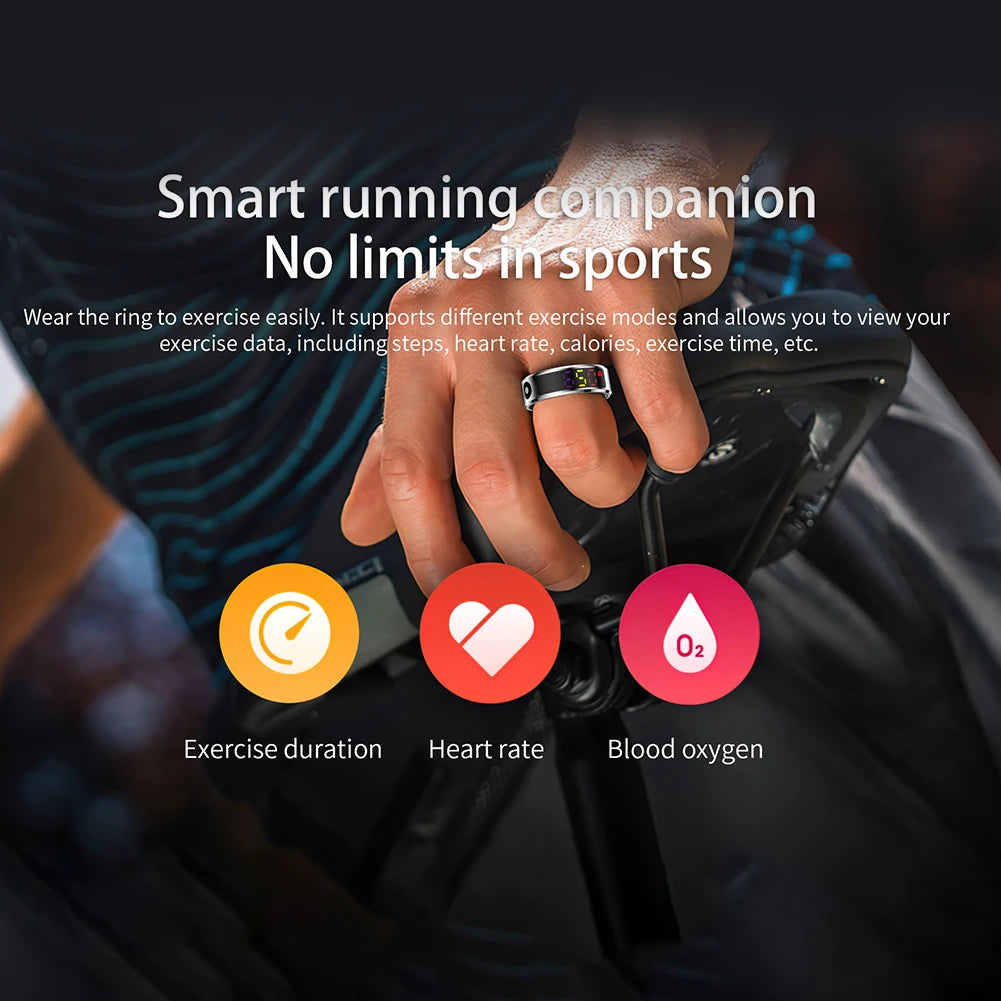 ALLOYSEED Smart Ring With Display And Fitness Sleep Monitor Waterproof